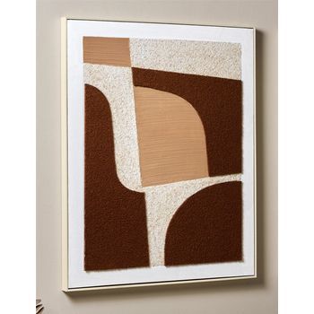 Cuadro Abst. Dif. Textur Arena Blanca Y Tela Roja 82x4x102cm