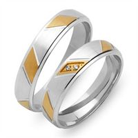 alianzas 14 quilates oro amarillo-blanco 2 diamantes