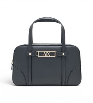 A|X Armani Exchange para mujer. XW002610AF15632UC010 Bolso de mano texturizado con doble asa y correa extraíble negro (OSFA), Casual, Poliés