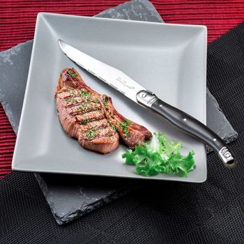Bloque 6 cuchillos carne  gris oscuro