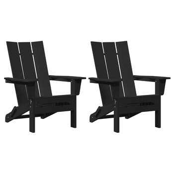 Sillas Adirondack Plegables 2 Uds Negra 74.5x80.5x90 Cm Hdpe Cfw897811
