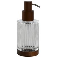 set de 2 accesorios de bano en cristal estriado y madera de acacia