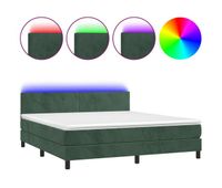 cama box spring colchon y led terciopelo verde oscuro 160x200cm diseno plano