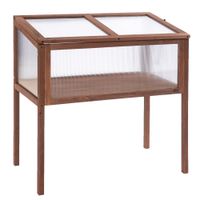 outsunny maceta de madera para frio 90 x 50 x 93 cm mesa de crecimiento con cubierta resistente al clima caja de hierbas para jardin balcon y terraza marron