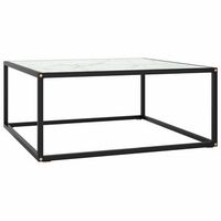 mesa de centro negra con vidrio de marmol blanco 80x80x35 cm vidaxl