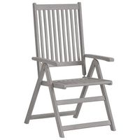 pack 4 uds sillas de jardin  silla de exterior  sillon reclinables madera maciza de acacia gris