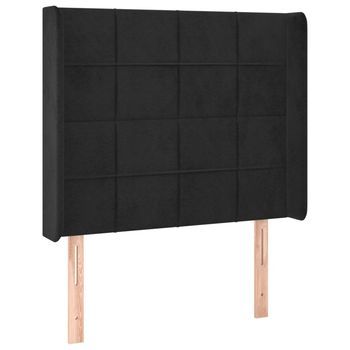 Cabecero Con Orejas De Terciopelo Negro 83x16x118/128 Cm Vidaxl