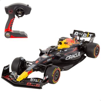 Maisto - Coche Red Bull Racing RB19 Max Verstappen teledirigido escala 1:10, réplica oficial con licencia Ferrari, mando ergonómico 2.4 GHz, batería USB, funciones realistas y gran calidad en acabados