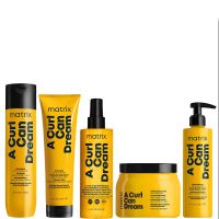 matrix a curl can dream shampoo hair mask moisturising cream light hold gel and defining spray for wavy and curly hair