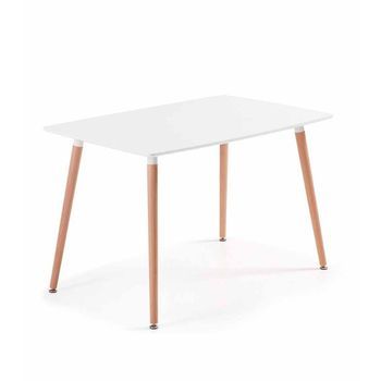 Mesa Comedor Nórdica En Color Blanco Rectangular Multifunción 120x80 Cm