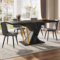 mesa de comedor extensible - mueble de cocina y salon - mdf y metal - negro 110x80x76cm