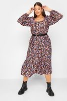 vestido midaxi de flores de colores manga globo mujer curvy y tallas grandes yours