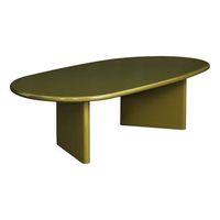 mesa de centro ovalada acabado brillante verde kaki