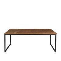 mesa de centro de madera maciza y acero negro