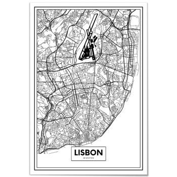 Panorama Cuadro De Aluminio Mapa De Lisboa 70x100 Cm