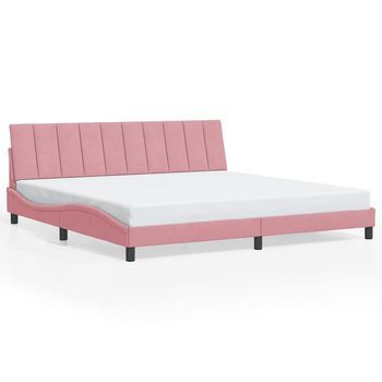 Cama Matrimonial | Cama Doble | Estructura Cama Sin Colchón Terciopelo Rosa 200x200 Cm Cfw13267