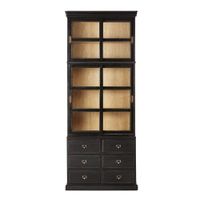 libreria negra con 6 cajones y puertas de vidrio