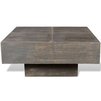 Mesa De Café | Mesa De Centro Cuadrada Madera Maciza De Mango Marrón Oscuro