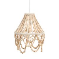 lampara de arana con cuentas de madera y macrame de tela estilo boho marron claro menik