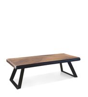 banco de madera marron y hierro negro anch 126 cm