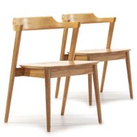pack 2 sillas color roble madera maciza 58 x 575 x 76 cm