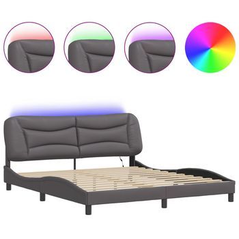 Estructura De Cama Con Led Sin Colchón Hvar Gris 180x200 Cm Vidaxl