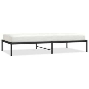 Cama Individual | Cama Para Adultos | Estructura De Cama De Metal Negro 107x203 Cm
