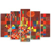 legendarte - cuadro lienzo impresion digital - burg und sonne castillo y sol - paul klee - decoracion pared cm 150x100 tipo a1 5 paneles