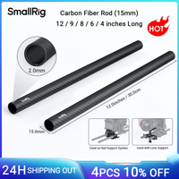 varilla de fibra de carbono smallrig de 15 mm para sistema de soporte de varilla de 15 mm sin rosca 12  9  8  6  4 pulgadas de largo 2 unids  juego para camara dslr