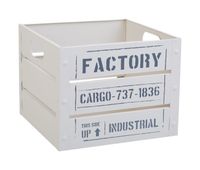 cesto cuadrado de metal impreso blanco 26x26x20