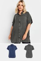 yours juego 2 camisas algodon gris y azul mujer curvy y tallas grandes yours