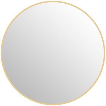 HOMCOM Espejo redondo espejo de baño marco de metal fácil de instalar para habitación sala de estar entrada 70x2,5 cm oro   Aosom España