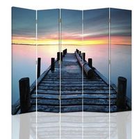 biombo sunset pier - separador de ambientes  cm 180x180 5 paneles