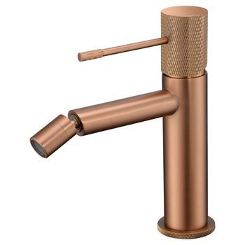 Grifo Monomando Bide En Latón Con Acabado Oro Rosa Cepillado Y Cartucho Cerámico