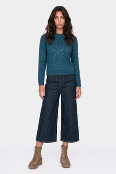 jersey de cuello redondo de mohair denim xs