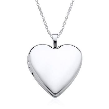 Cadena medallón oro blanco 14 quilates grabable corazón