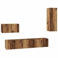 mueble de tv de pared 4 uds  mueble de salon  gabinete de tv madera vieja madera contrachapada
