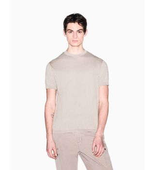 A|X Armani Exchange para hombre. XM002439AF22249U6229 Camiseta Ribbed Tricot beige (M), Casual, Algodón, Manga corta