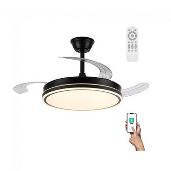 Ventilador led aspas retráctiles miso evo negro cct dim (72w)