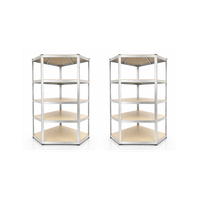 jardin202 - estanteria modular de acero y madera  decorativa industrial para hogar despacho o negocio  5 baldas 875 kg  esquinera - pack 2 uds plata  esquinera - pack 2 uds platajardin202
