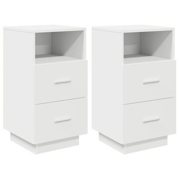 Mesillas De Noche 2 Uds Con 2 Cajones Blanco 36x36x68 Cm Vidaxl