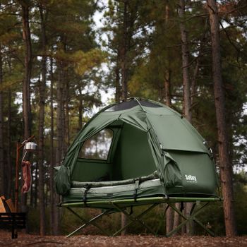 SoBuy OGS32 Quemador Cama 4 in1 – Carpa con Camping Camilla Saco de Dormir colchón de Aire y Accesorios 1 Persona