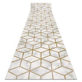 Alfombra De Pasillo Emerald Exclusivo 1014 Glamour, Elegante Cubo Crem 100x300 Cm