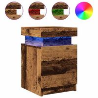 mesita de noche  mesilla de noche con led madera ingenieria envejecida 35x39x55cm