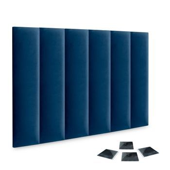 Dhome Juego De 6 Paneles Tapizados De Terciopelo Premium Pack Autoadhesivos Para Pared Acústicos Absorbentes Protección Impactos (azul, 60x20cm, X6)