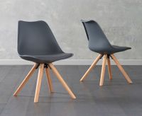 oscar dark grey faux leather round leg dining chairs - dark grey