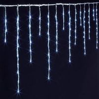 cortina de luz estalactica efecto nevada de 480 led 8m con temporizador blanco frio para exteriores