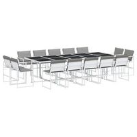 juego de comedor de jardin 15 pzas con cojines textilene blanco vidaxl