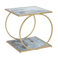 mesa auxiliar de metal dorado con encimeras de cristal cm 525x50x51