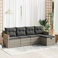 juego de sofas jardin con cojines 5 uds  juego de muebles de jardin ratan sintetico gris cfw19347